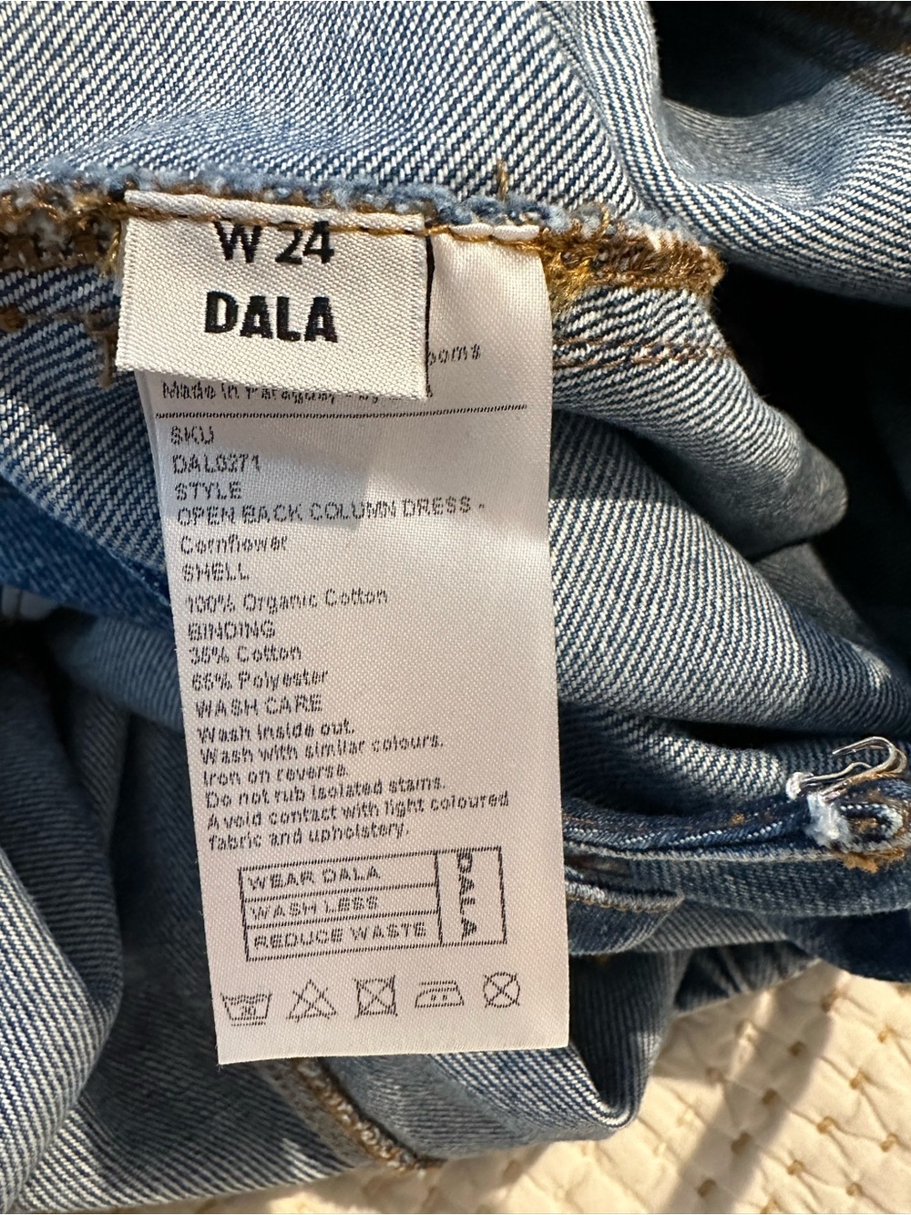 DALA Denim OPEN BACK DRESS blue denim size W24 - Picture 12 of 14
